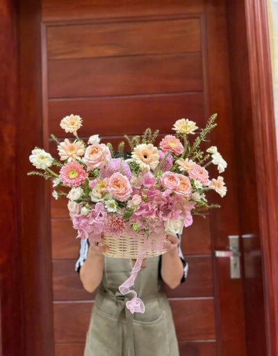 Giỏ Hoa Rực Hồng Thắm Đậm - BBGH31